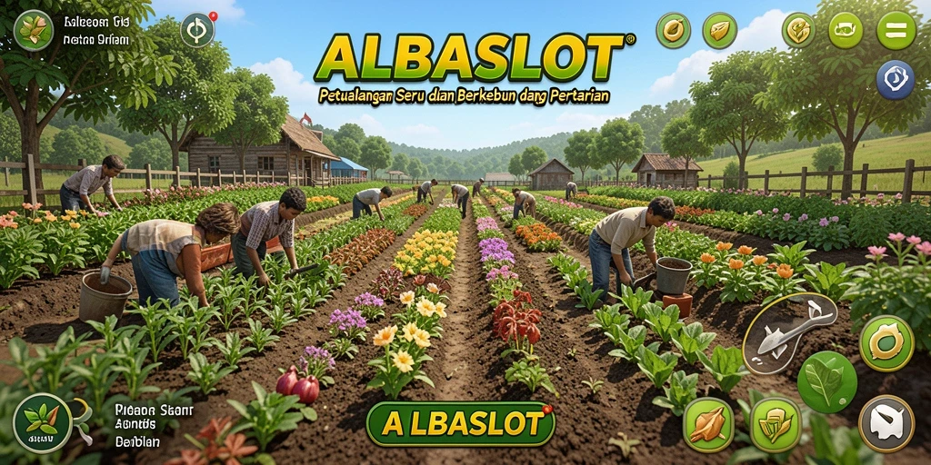 Gameplay seru ALBASLOT saat mengelola pertanian virtual.
