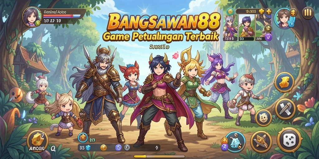 Screenshot utama BANGSAWAN88 dengan tampilan karakter anime menarik.
