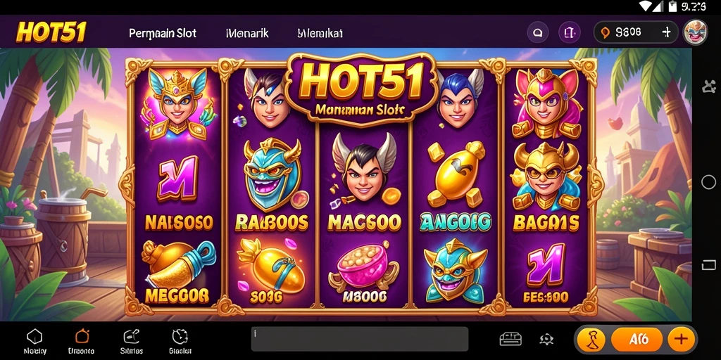 Tampilan utama gameplay HOT51 dengan simbol slot yang menarik.