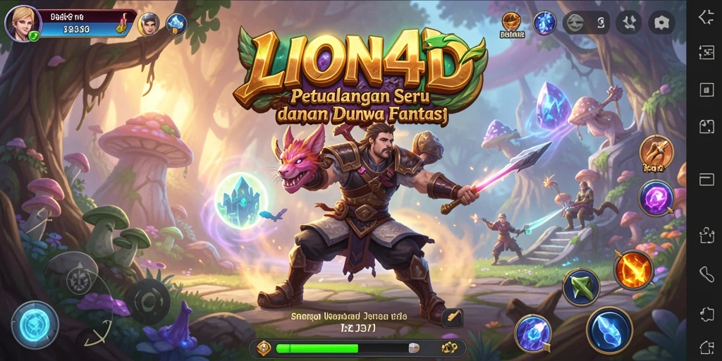 Tampilan layar permainan LION4D dengan aksi karakter yang menarik.