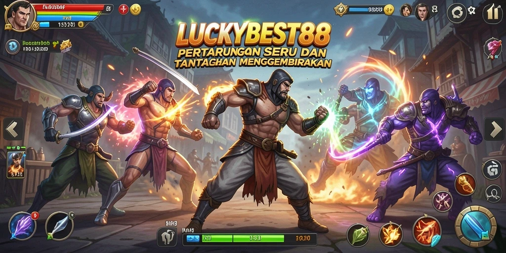 Gameplay LUCKYBEST88 dengan pertarungan yang seru dan karakter beragam.