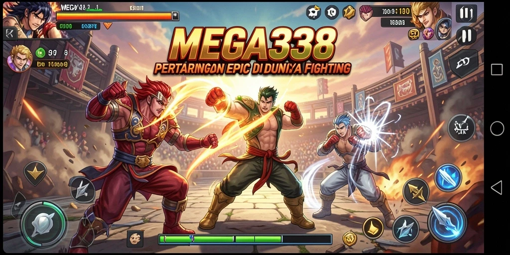 Screenshot MEGA338 menunjukkan pertarungan menarik dan grafis memukau.