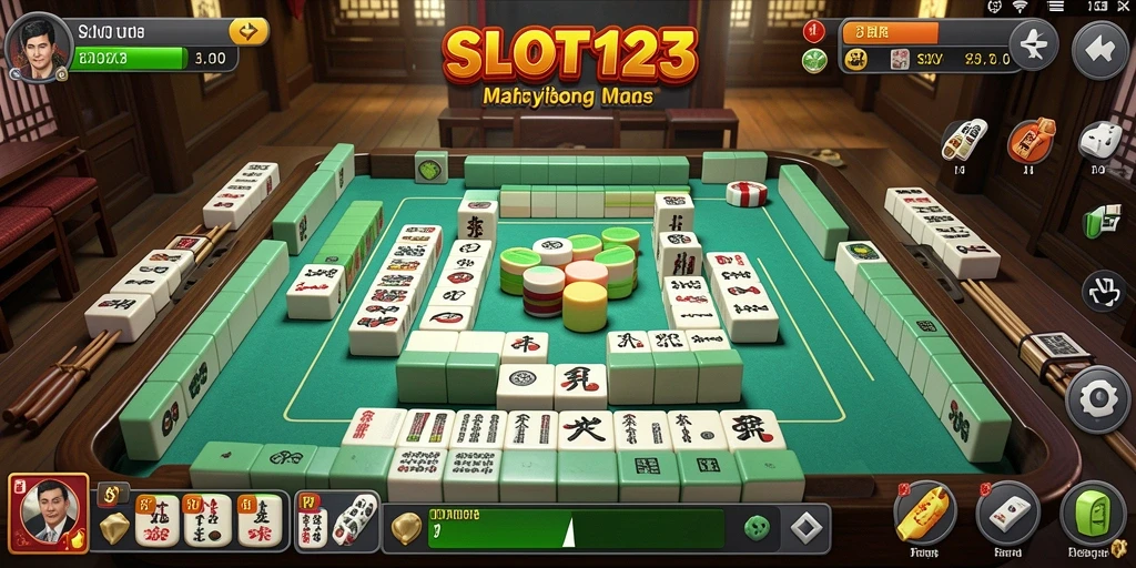 Tampilan gameplay menarik dari SLOT123 saat bermain Mahjong.
