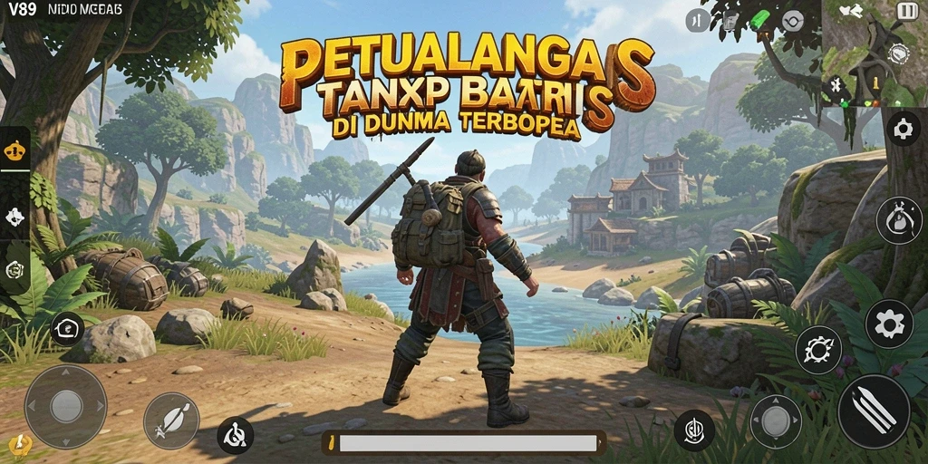 Screenshot V89 menampilkan aksi eksplorasi di dunia terbuka