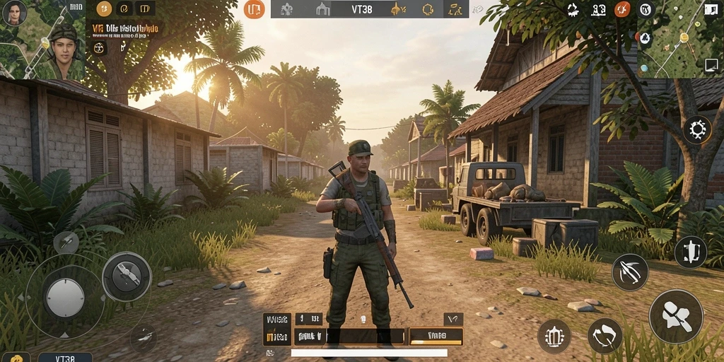 Tampilan gameplay VT38 yang realistis dan interaktif.