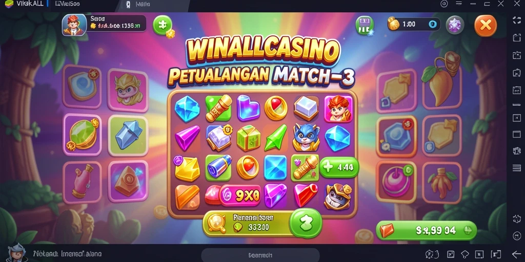 Tampilan gameplay seru WINALLCASINO yang penuh tantangan Match-3.
